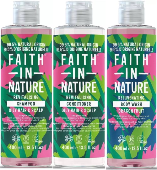 Faith in Nature Bundle Dragon Fruit Shampoo 400 ml & Conditioner 400 ml & Body Wash 400 ml