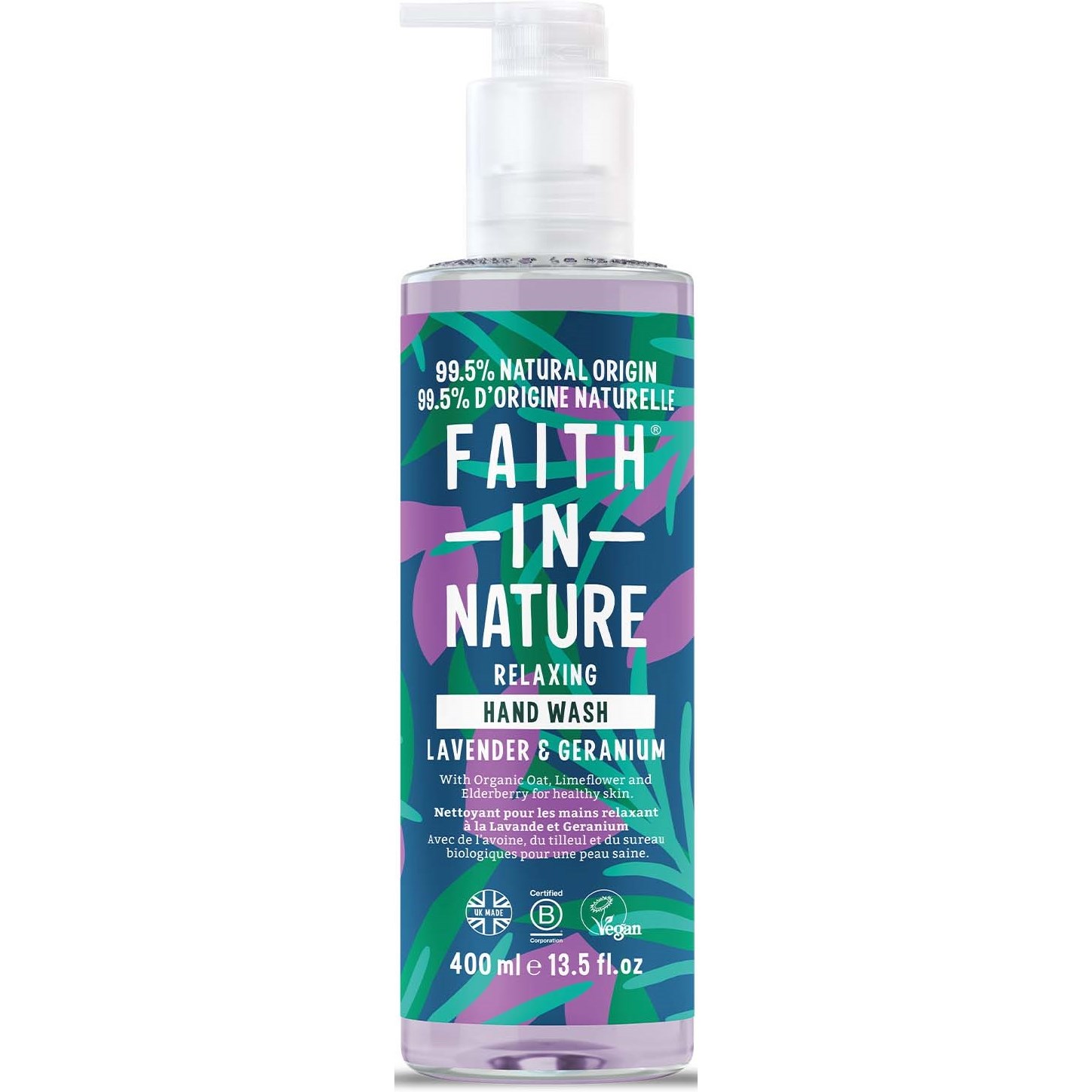 Faith In Nature Hand Wash Lavender & Geranium 400 ml billede