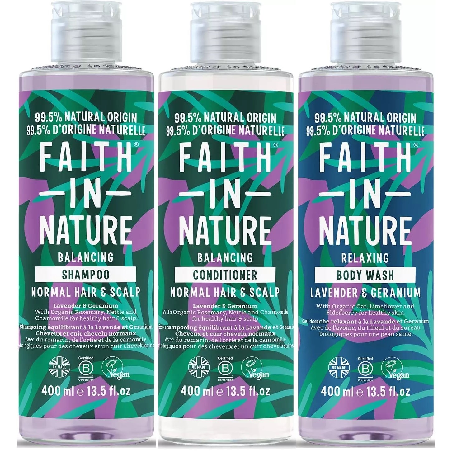 Faith In Nature Bundle Lavender & Geranium Shampoo 400 ml & Condi