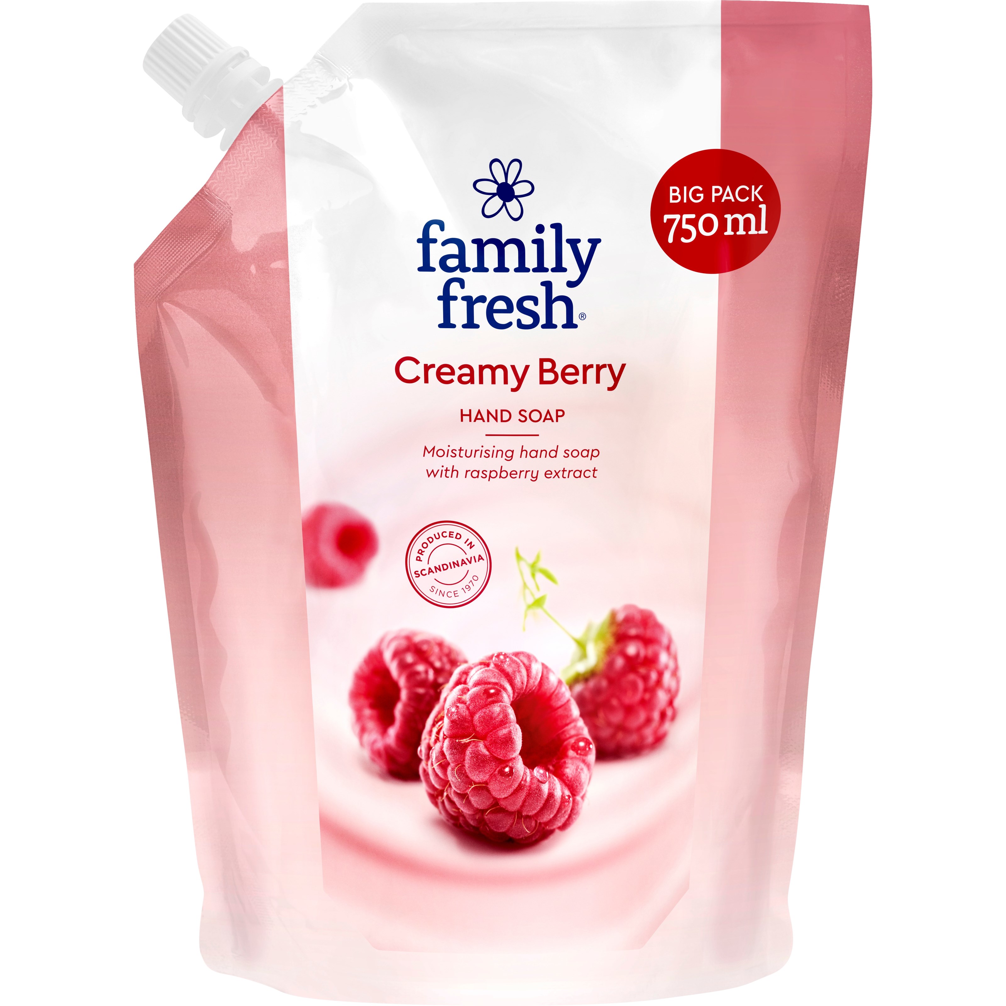 Läs mer om Family Fresh Handtvål Creamy berry refill cap 750 ml