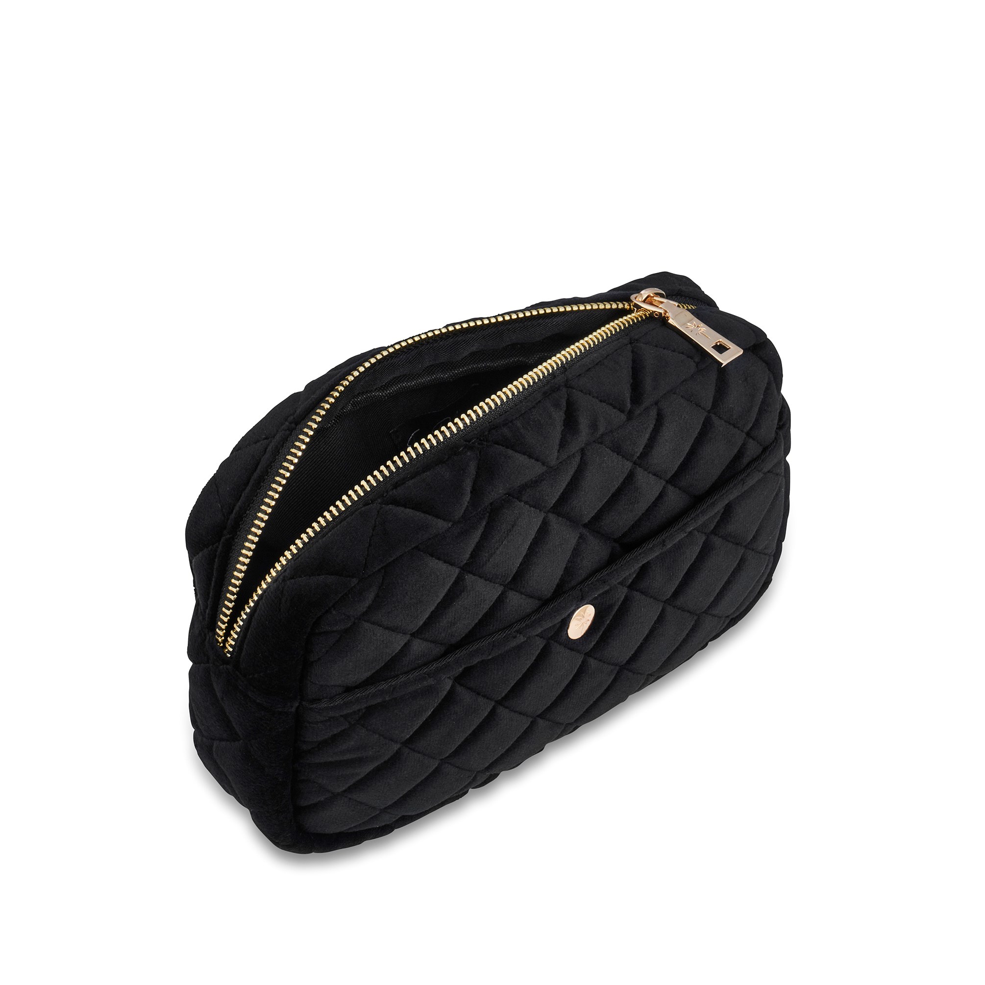 Alternativ bild 1 för Fan Palm Beauty Bag Quilted Velvet Black Medium