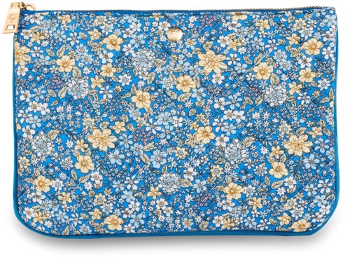 Fan Palm Blue Flower Clutch