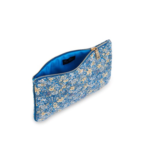 Fan Palm Blue Flower Clutch