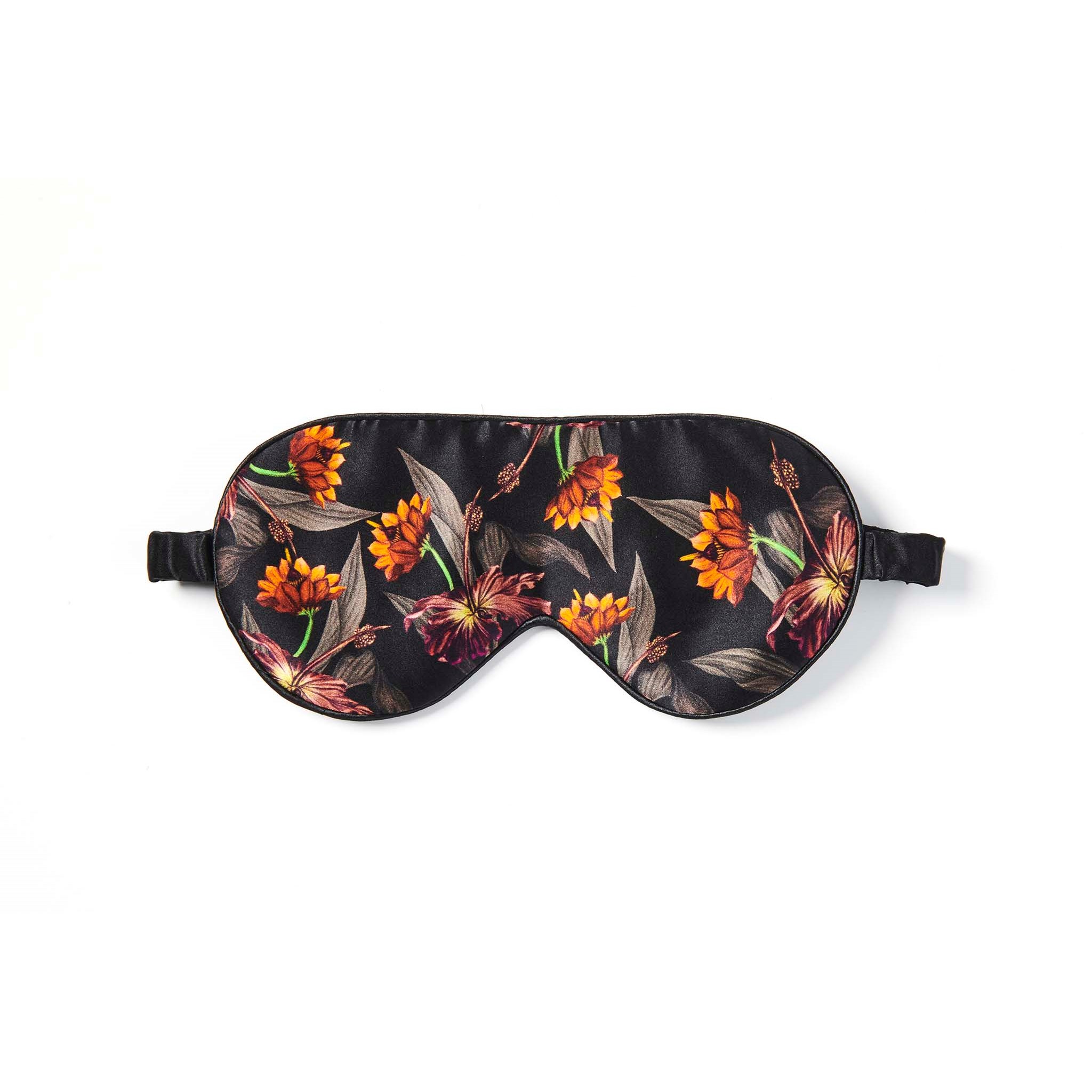 Fan Palm Eye Mask Black Hibiscus 100% mulberry silk billede
