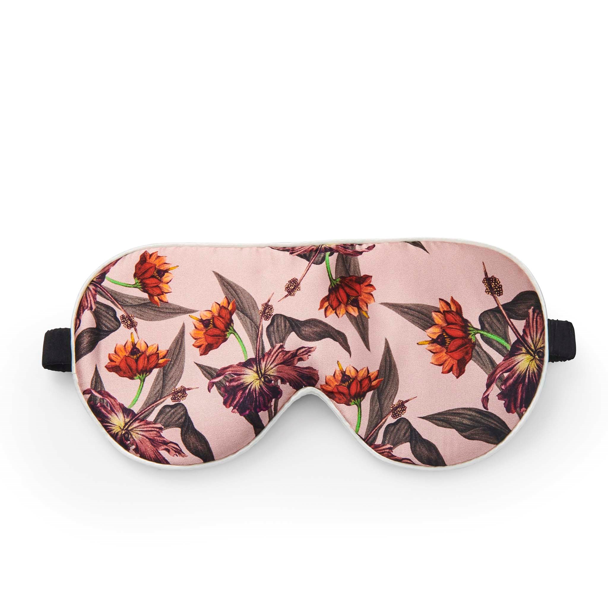 Fan Palm Eye Mask Rose Hibiscus 100% mulberry silk billede