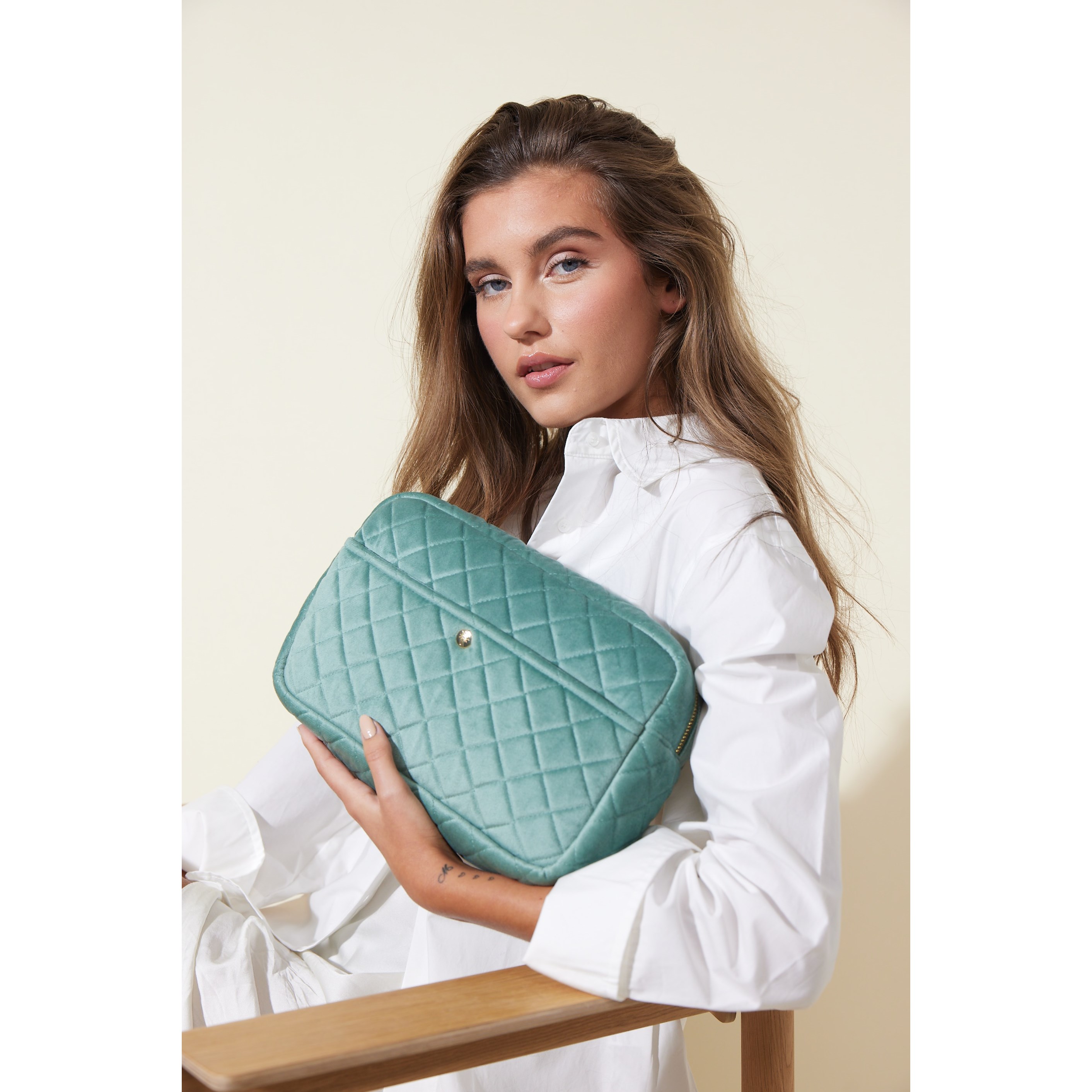 Fan Palm Mint Green Large Beauty Bag (obrázok 3)