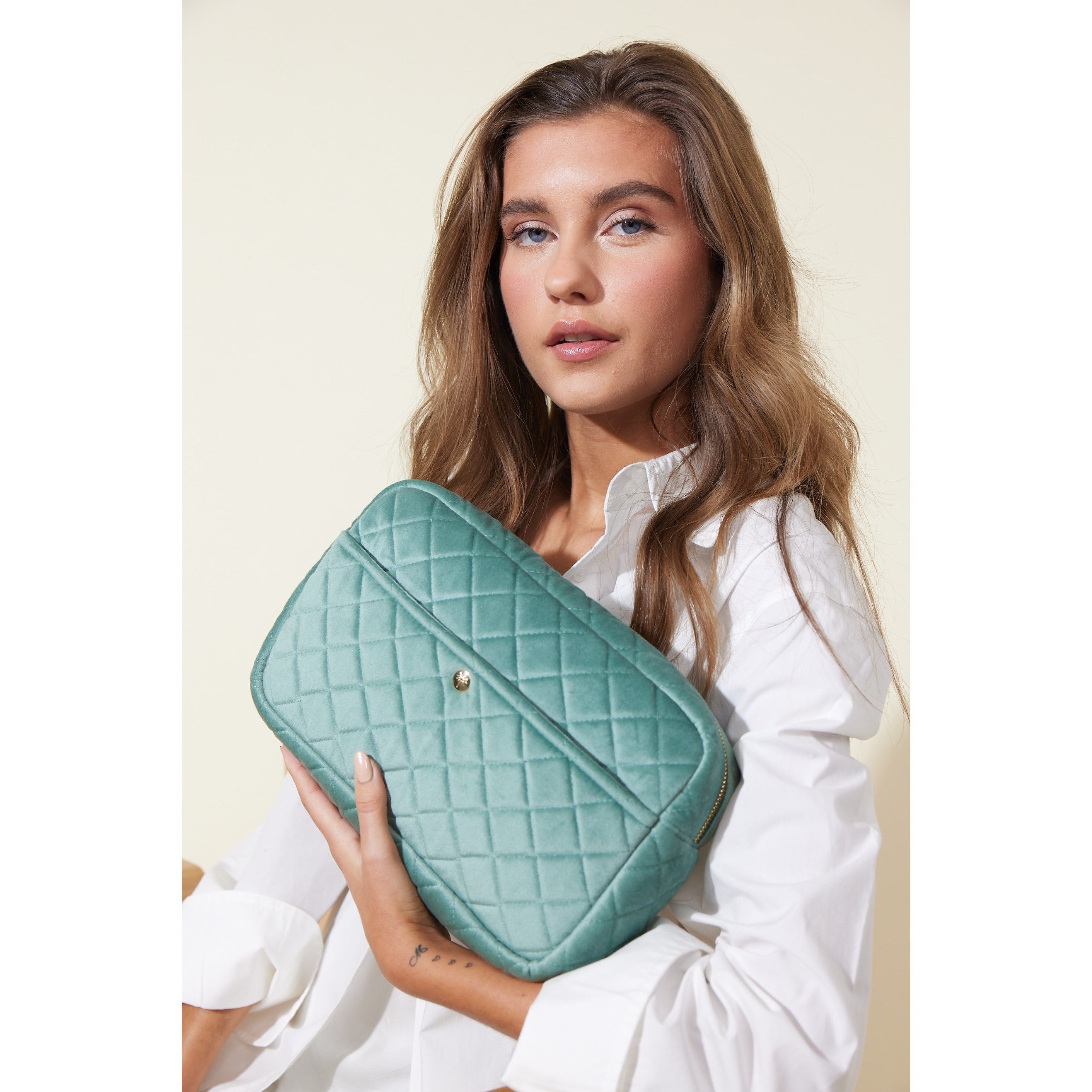 Fan Palm Mint Green Large Beauty Bag (obrázok 4)