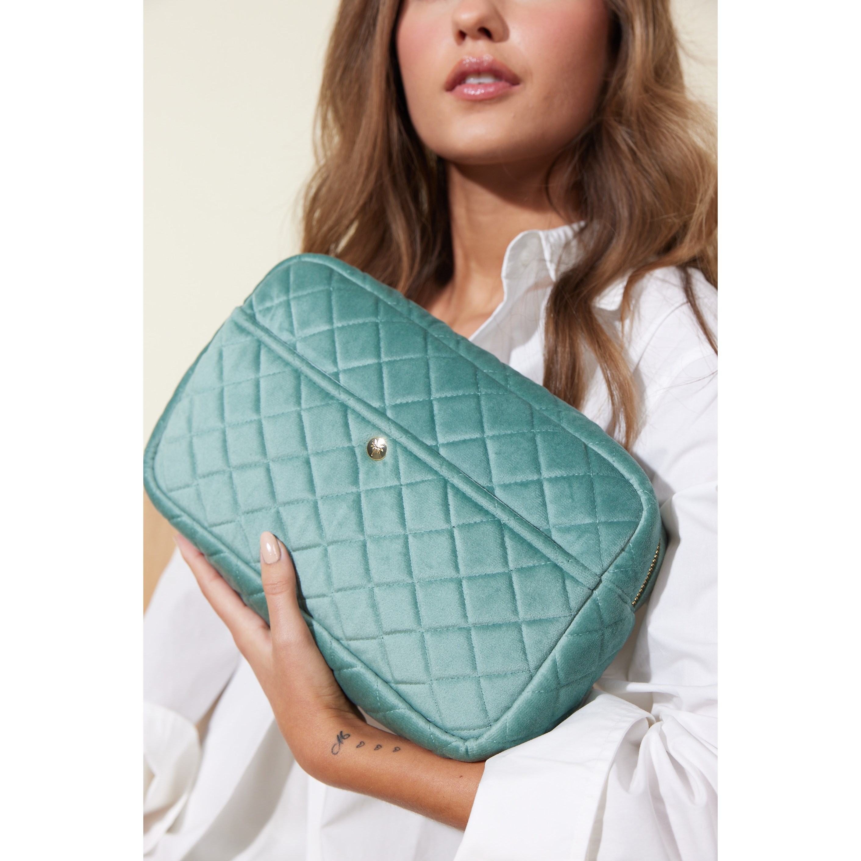 Fan Palm Mint Green Large Beauty Bag (obrázok 5)