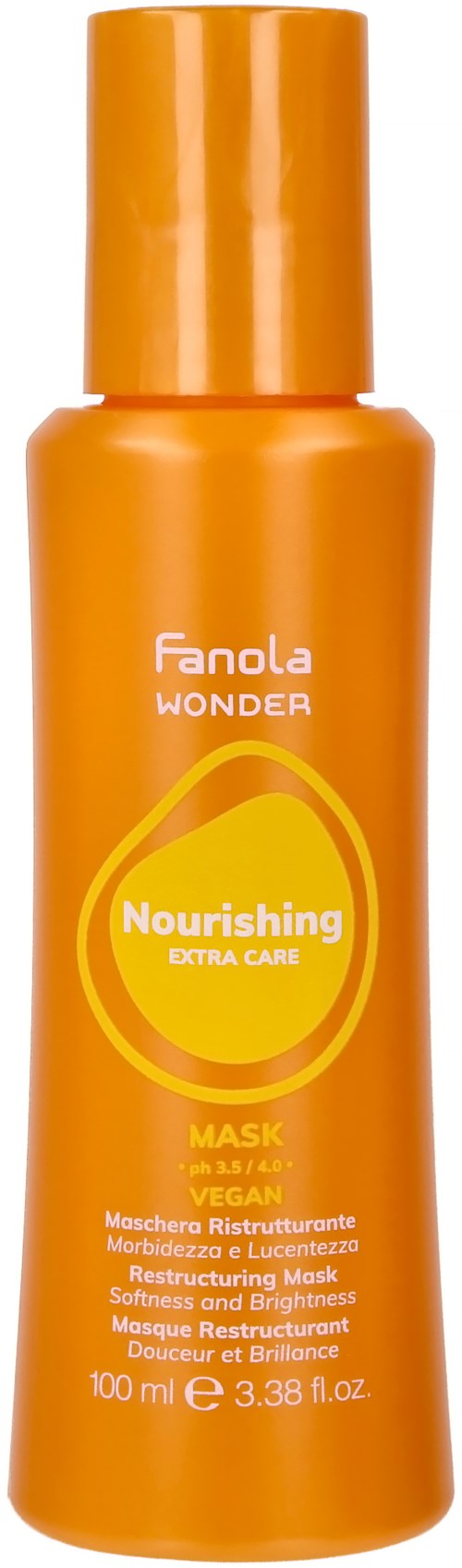 Oranssi pullo Nourishing Extra Care Mask Fanola Wonder -merkinnällä, 100 ml, vegaani.