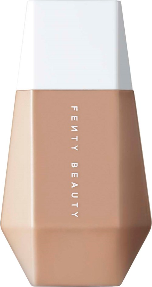 A Beaty product bottle with beige color and white cap, labeled 'FENTY BEAUTY'.