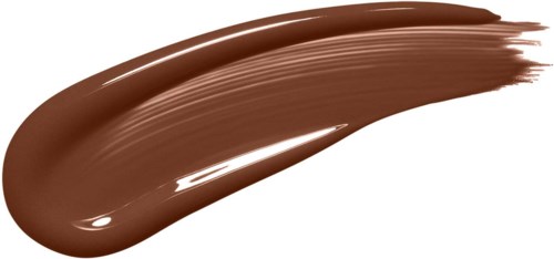 A streak of brown lipstick or paint on a black background, showing shiny, smooth texture.