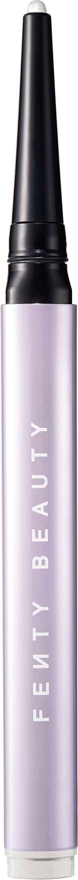 A lip gloss with a black cap and light purple body marked 'Fenty Beauty.'