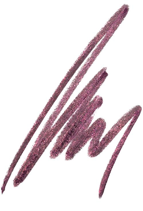 A dark purple, sketchy, abstract mark with sharp and curved lines.