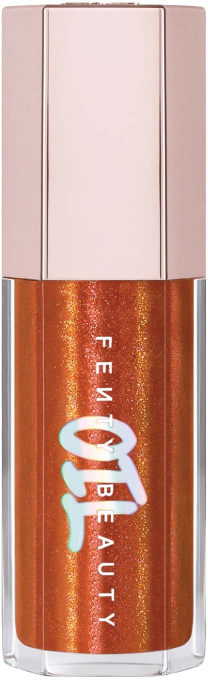 Ett rör av orange-brun glansig läppglans med beige lock från Fenty Beauty.