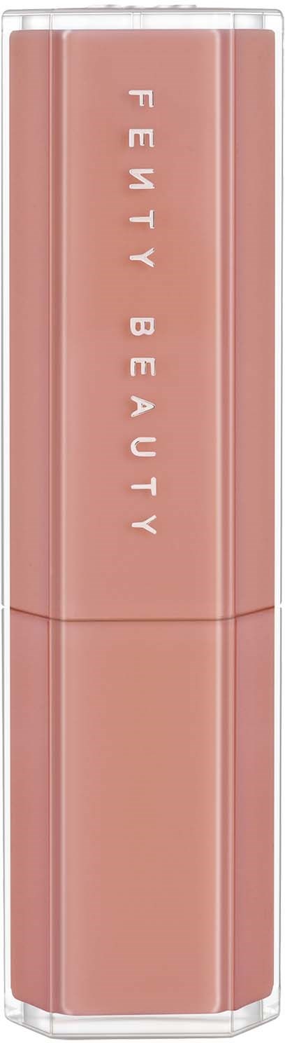 Ett rosa läppstiftsrör med orden "Fenty Beauty" skrivna vertikalt.