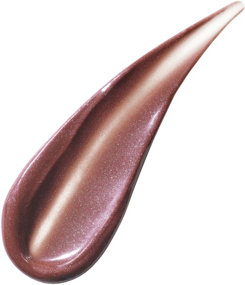 Ett glänsande, förlängt tårformigt föremål med metallisk rosa färg och glitter.