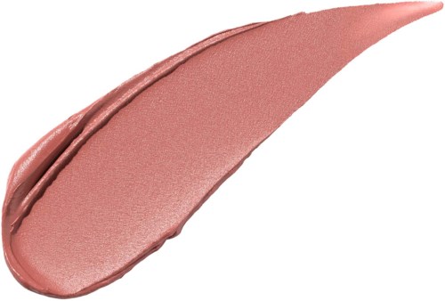 En stribe af pinkbrun creme eller læbestift, med glat og let skinnende tekstur.