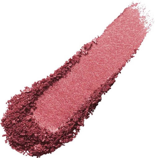 Ein rosa, pudriger Make-up- oder Lidschatten mit spitz zulaufender Form und strukturierter Kante.