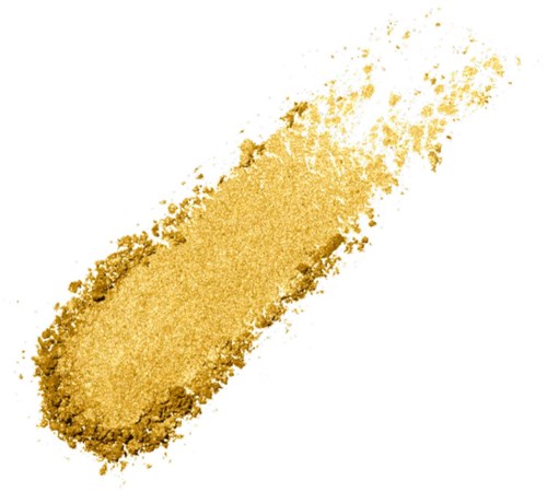 Gold powder in a streak, spreading outwards. Looks shiny and fine, with a sparkly effect.