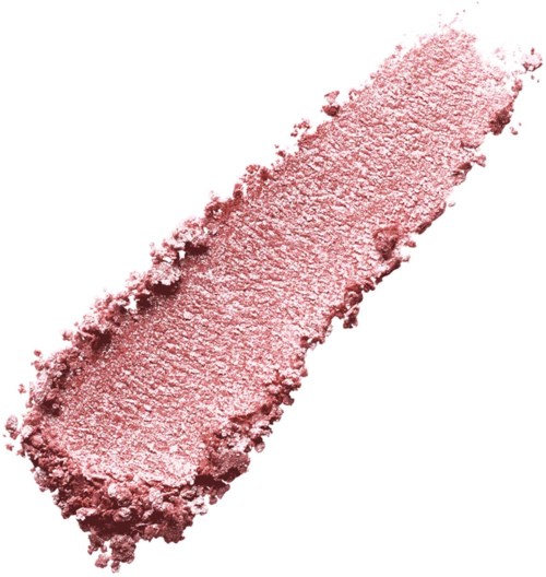 Ein dusty rosa, länglicher Make-up-Pinsel mit weichen, flauschigen Borsten. Er sieht benutzt oder leicht abgenutzt aus.