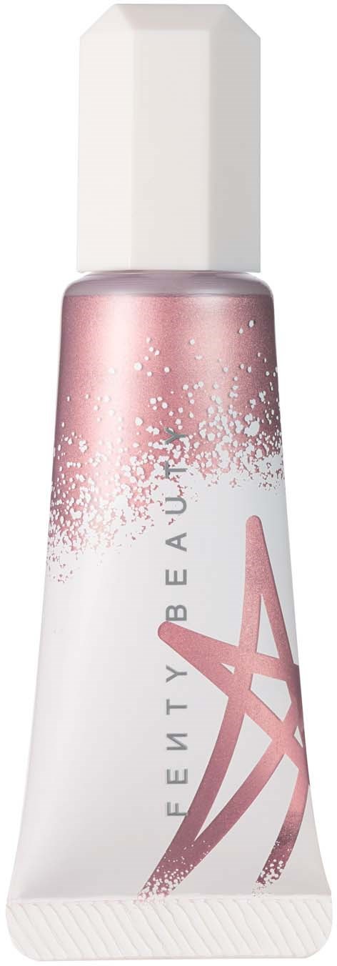 Röhrenförmiger Behälter in Pink und Weiß mit weißem Deckel, verziert mit rosa Streifen und Sprenkeln, beschriftet 'FREEDOM BEAUTY A'.