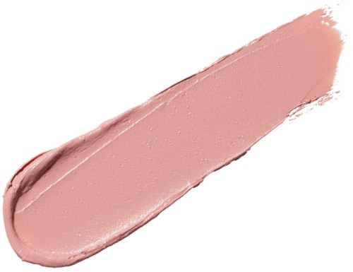 A smear of pink cream, likely makeup, on a white background.