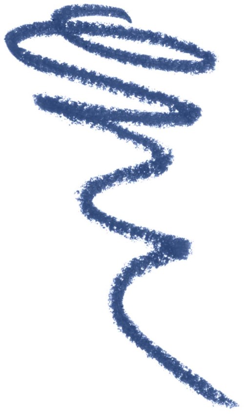 En blå chalk-aktig spiral linje på en vit bakgrund. Den börjar tätt högst upp och blir lösare nedåt.