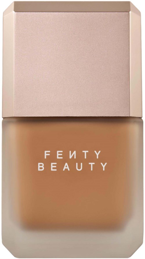 Fenty Beauty-foundationsflaska med beige lock och etikett.