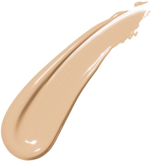 A beige-colored cream or liquid with a smooth, curved shape and brush strokes. It looks like makeup or foundation.