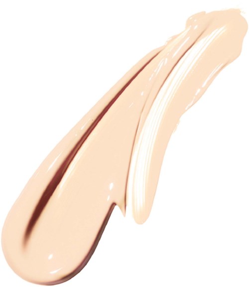 A smear of beige-colored liquid, smooth and shiny, with a darker streak in the middle.