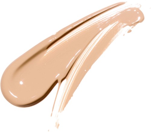 A swatch of beige makeup or cream with a smooth, shiny texture.