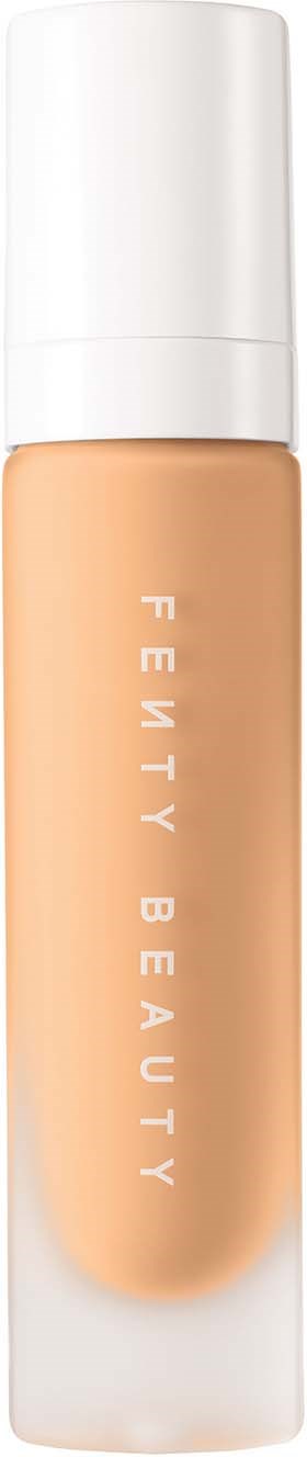 Skin tone foundation bottle with white cap and the words 'Fenty Beauty' on it.