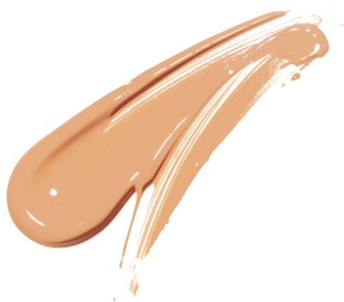 A beige-colored creamy makeup or foundation swatch with brush strokes.
