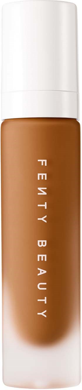 Fenty Beauty dropper bottle with light brown liquid and white cap.