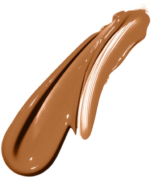 A streak of brown makeup or cream with a shiny, smooth texture.