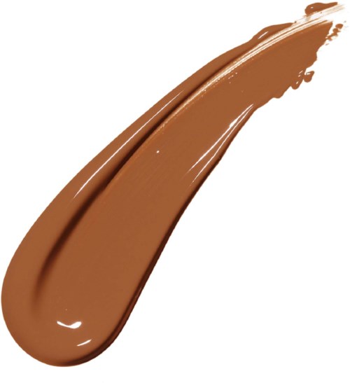 A smooth, brown, creamy line with a glossy finish, likely makeup or paint swipe.