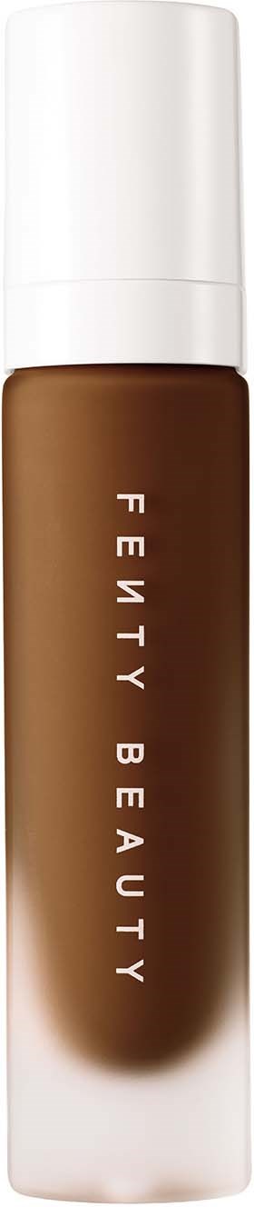 Fenty Beauty liquid foundation bottle with a white cap and brown base, featuring the brand name vertically.