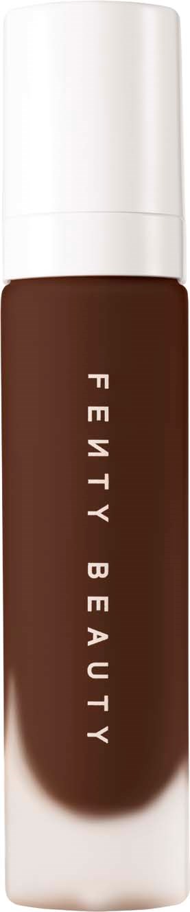 A lipstick tube with brown color and white cap, labeled 'Fenty Beauty' vertically.