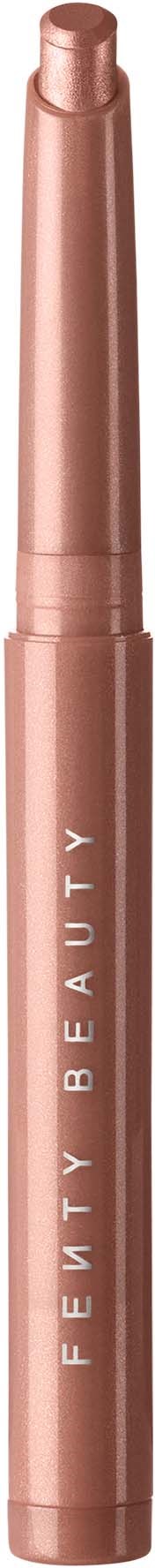 En roséguldfärgad läppstift i cylindriskt format med varumärket "Fenty Beauty" skrivet vertikalt.