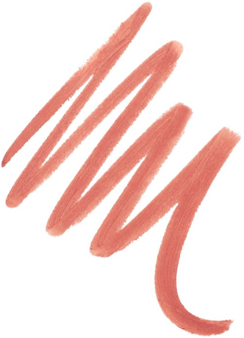 En serie orange-pink streck ritade med en pensel eller marker på en vit bakgrund.