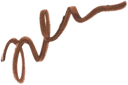 Brun vågig linje som stiger och sjunker mot en vit bakgrund.