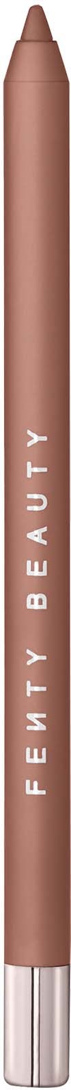 A brown lip liner pencil with silver cap and white text that reads 'Fenty Beauty'.