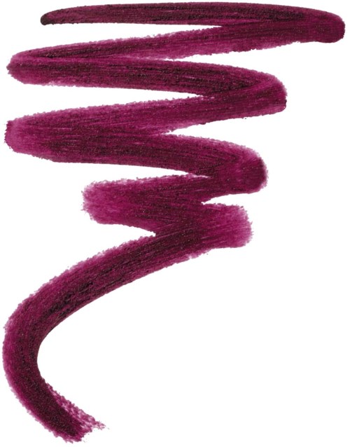 Ett mörkrött lippstiftprov i en snurrande spiral på en vit bakgrund.