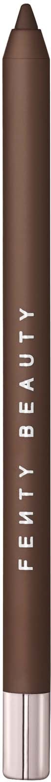 A brown eyeliner pencil with silver tip and white text reading "Fenty Beauty" on a black background.