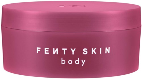 Rosa kropscreme-krukke med Fenty Skin body i hvid tekst.