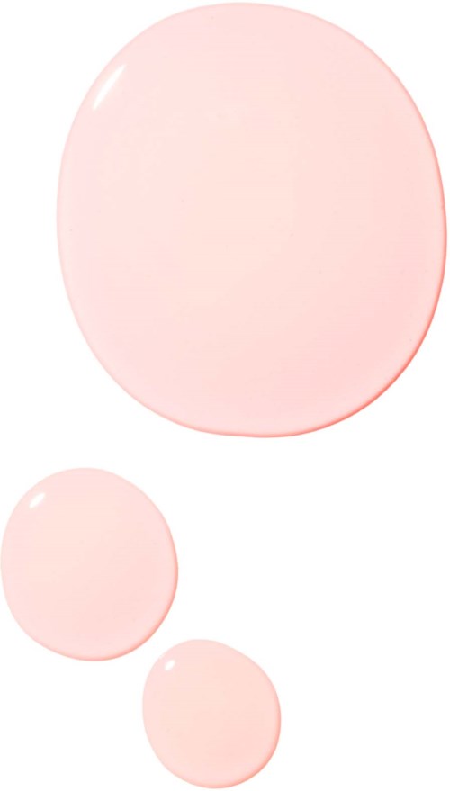 Three pink bubbles of different sizes floating against a white background.