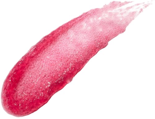 En rosa-röd, texturerad limma med spetsig topp och puderaktig effekt på vit bakgrund.
