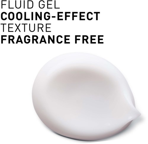 A white dollop of cooling gel with text describing it as fragrance free and cooling effect.