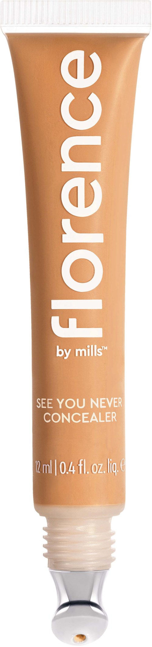En beige concealer-erm med vit text, märkt 'Florence by Mills.'