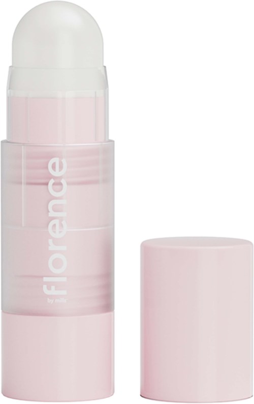 En rosa deodorantstift med vit lock och ordet 'Florence' på.